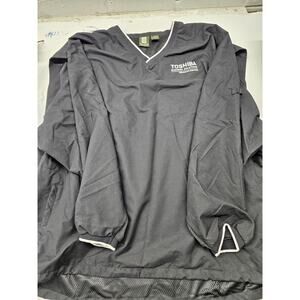 Vintage Toshiba Black Netted Windbreaker Coat Size XL